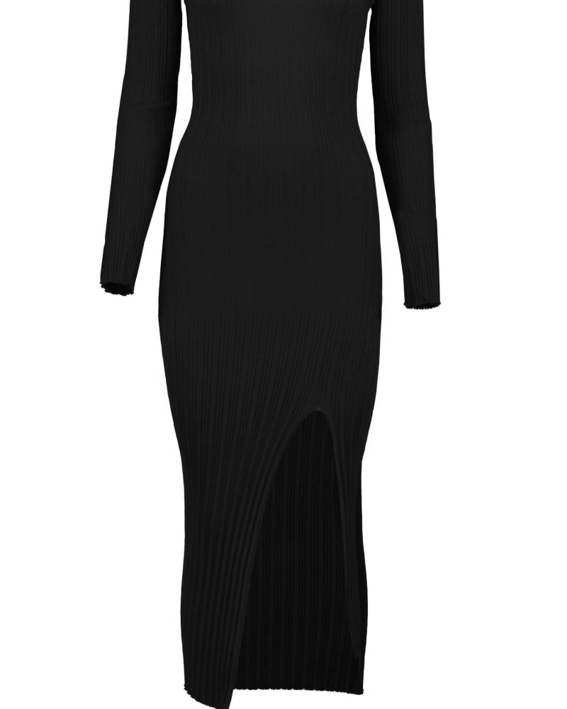 Front of a size Large Bishop And Young Playing Favorites Chloe Sweater Dress In Noir in Black in Black by bishop + young. | dia_product_style_image_id:339338